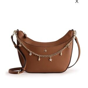 LC Lauren Conrad Gianna Chain Shoulder Bag Purse Brown Beach Shell Summer